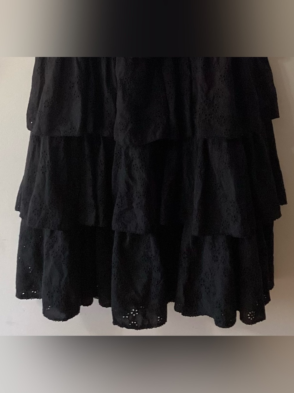 Hill House The Eyelet Noemi Skirt - Long Black Ruffle Skirt - Size XXL- Cotton - Picture 8 of 10